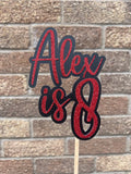 Double Layer Glitter Name & Age Cake Topper Any Age Any Name