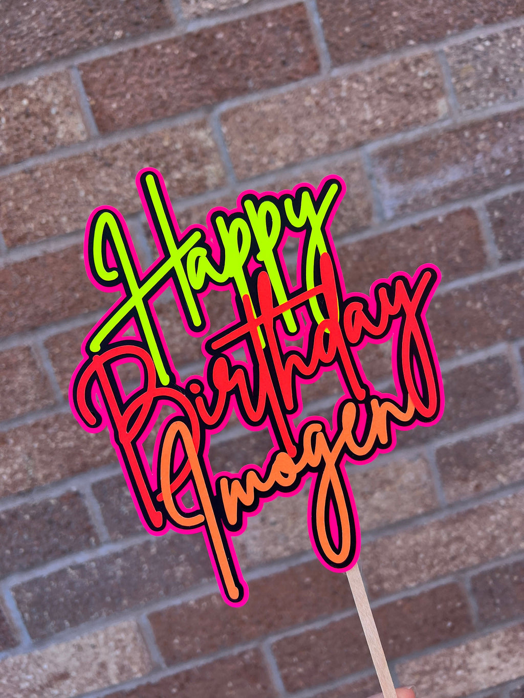 Neon Birthday Personalised Cake Topper
