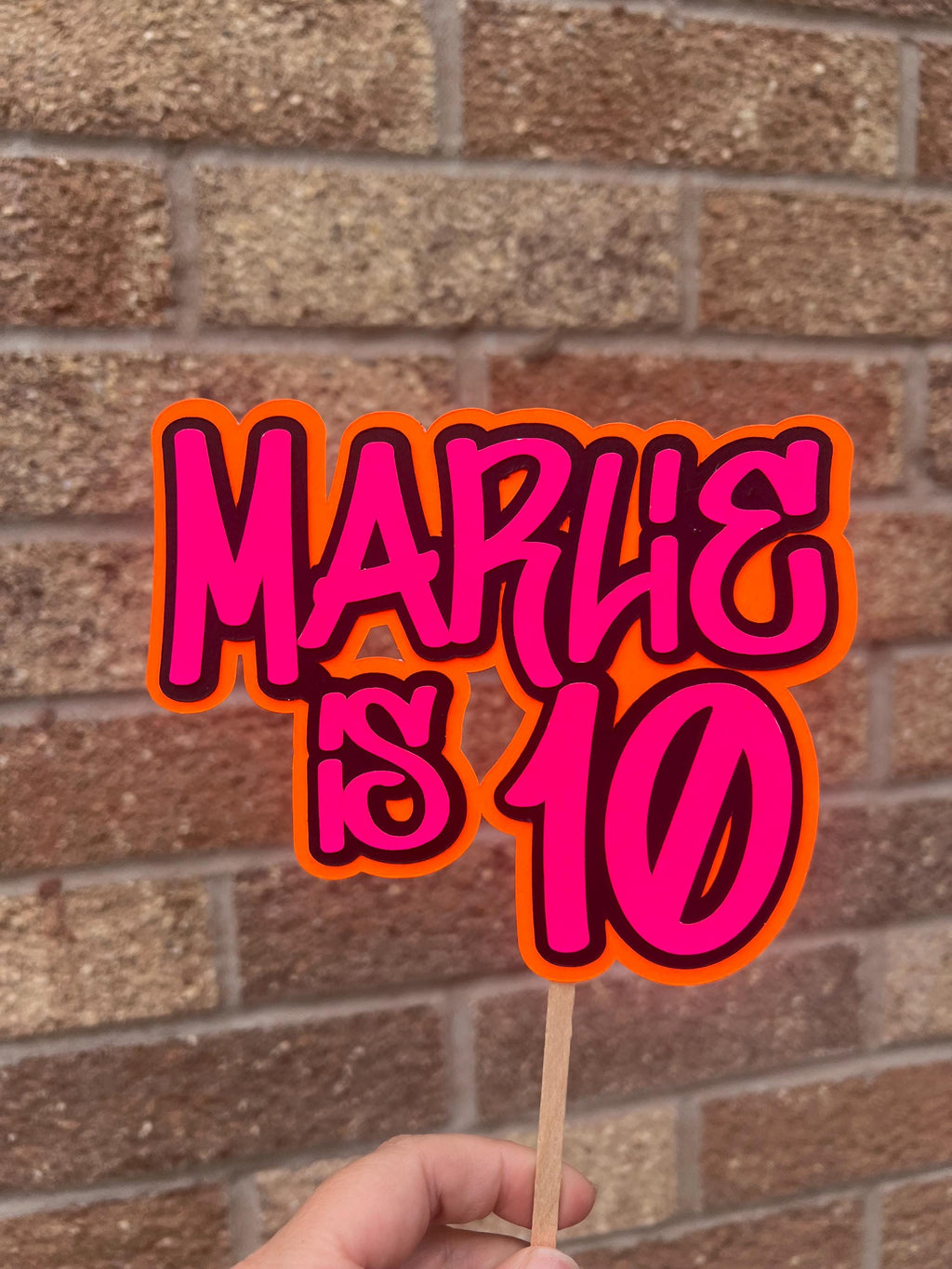 Custom Neon Grafitti Style Birthday  Personalised Cake Topper
