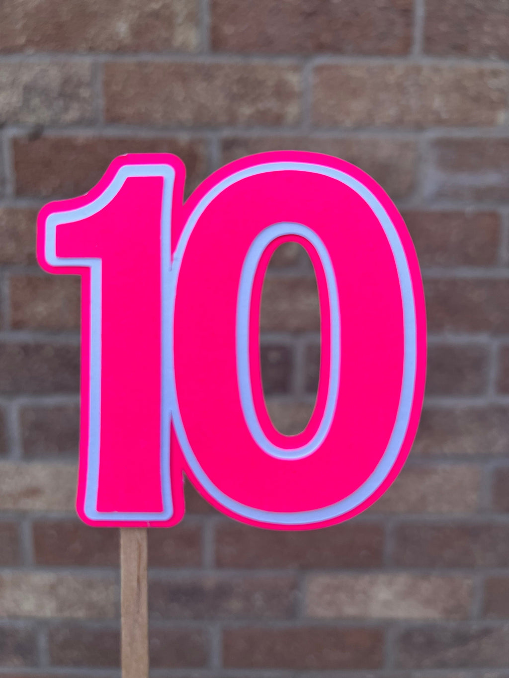 Neon Pink & White Number Cake Topper