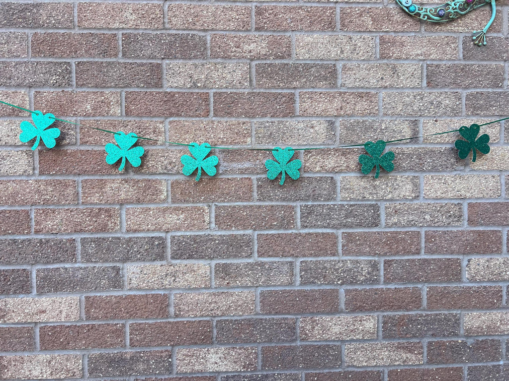 St Patricks Day Shamrock Banner - St Patty's Day - Garland - Lucky Green Banner - Four Leaf Clover Banner -