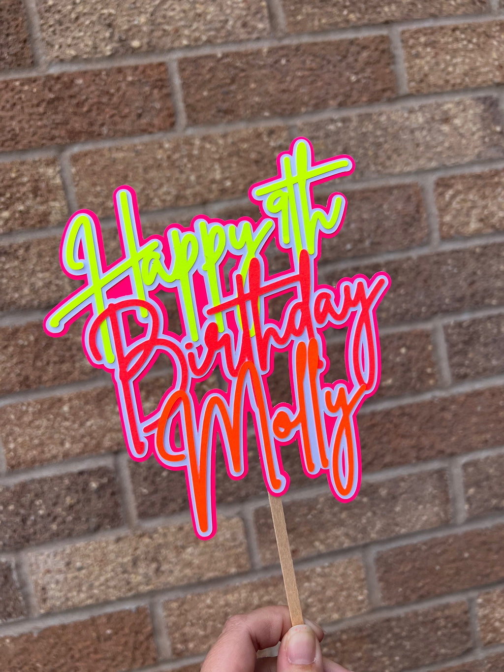 Neon Birthday Personalised Cake Topper