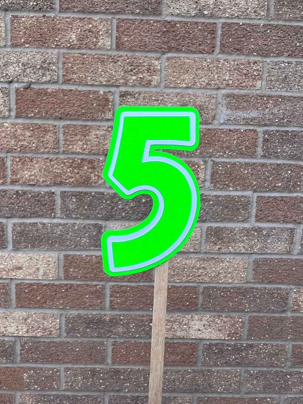 Neon Green & White Number Cake Topper