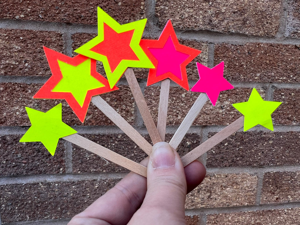 Neon Birthday CupCake Toppers 6 Pack