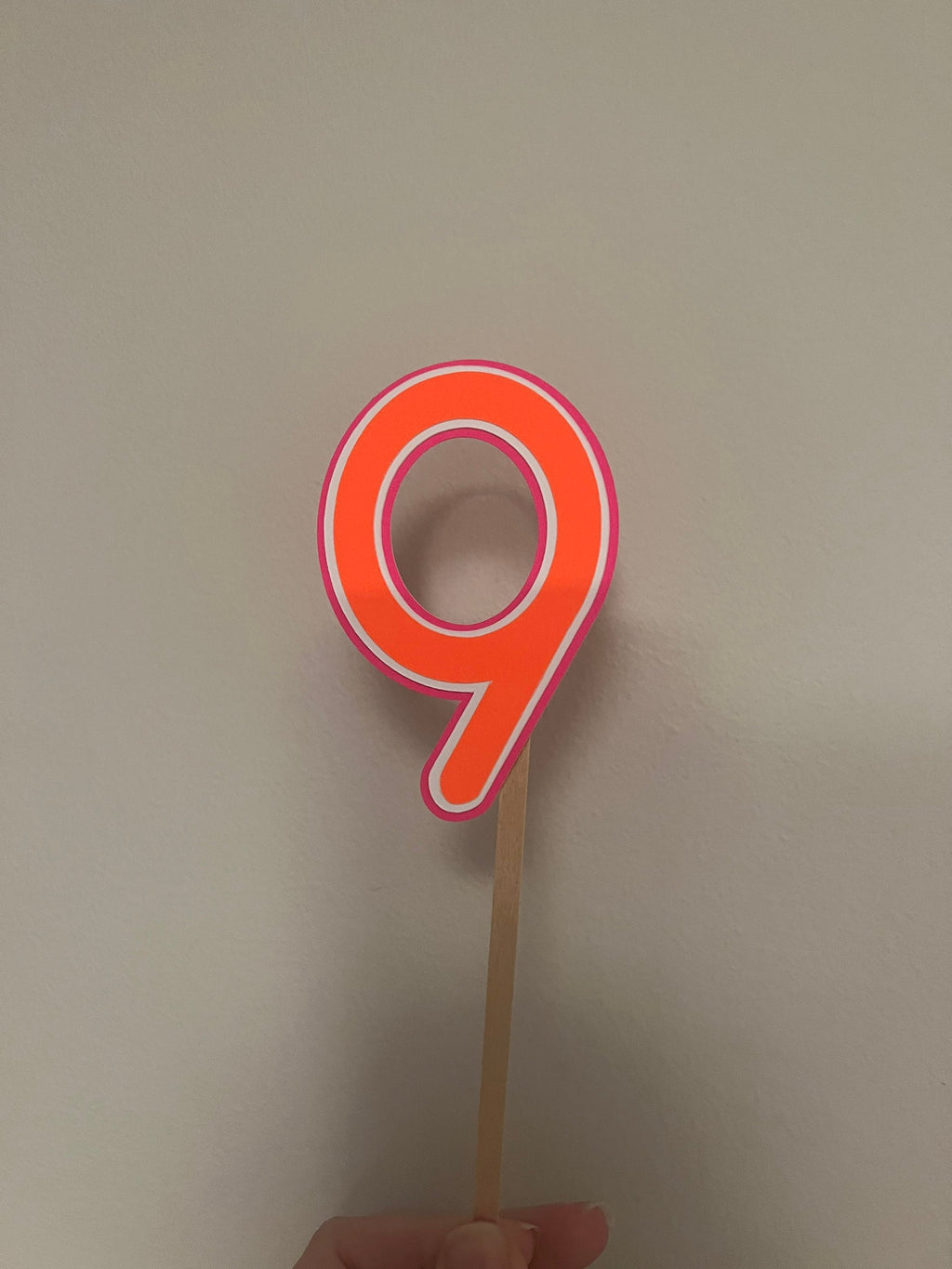 Neon Number Cake Topper White & Neon Red