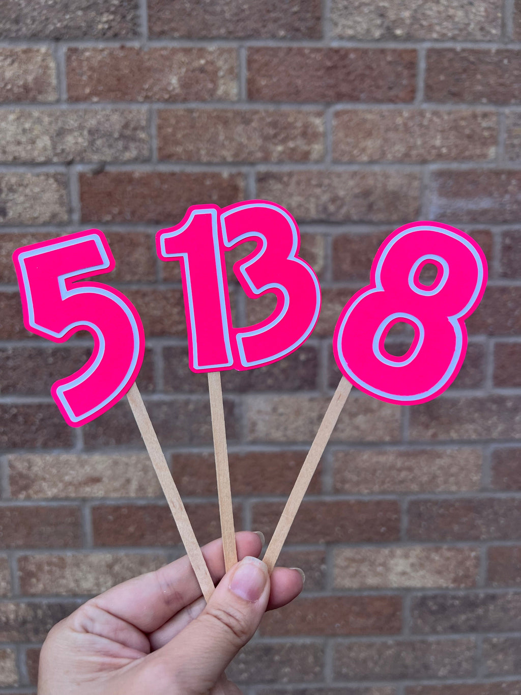 Neon Pink & White Number Cake Topper