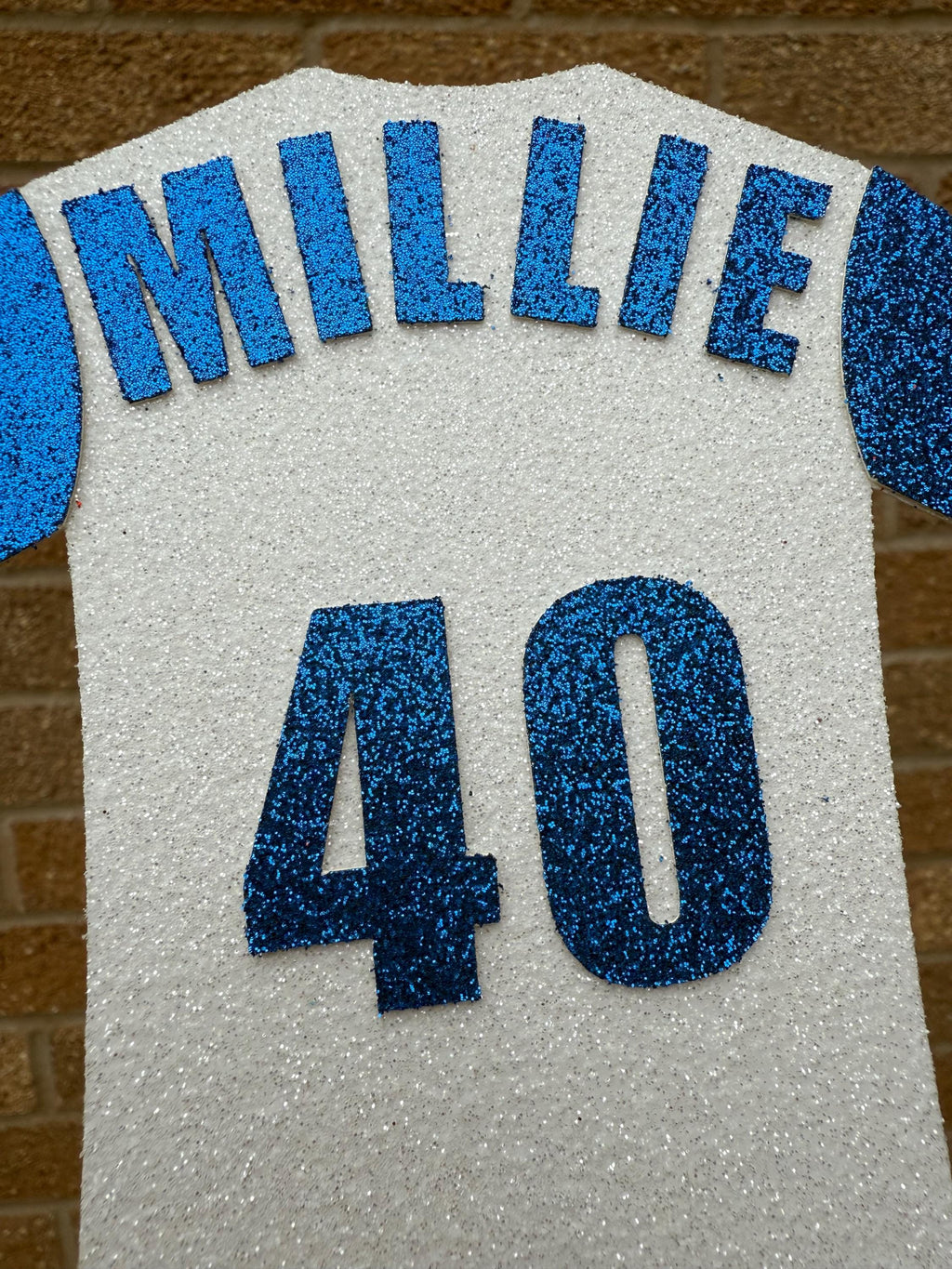 Football Shirt Glitter Personalised Cake Topper -  Blue & White