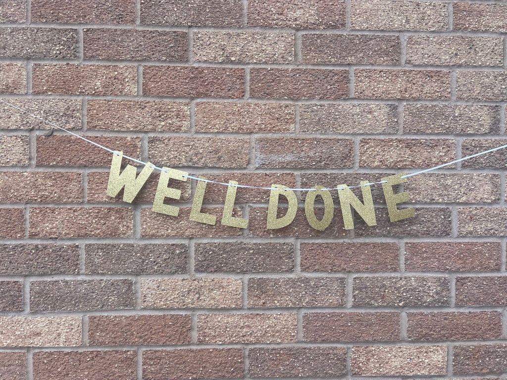 Personalised Glitter Exam Well Done Banner - Exam Congrats - A Levels - GCSE Exams - congratulations -