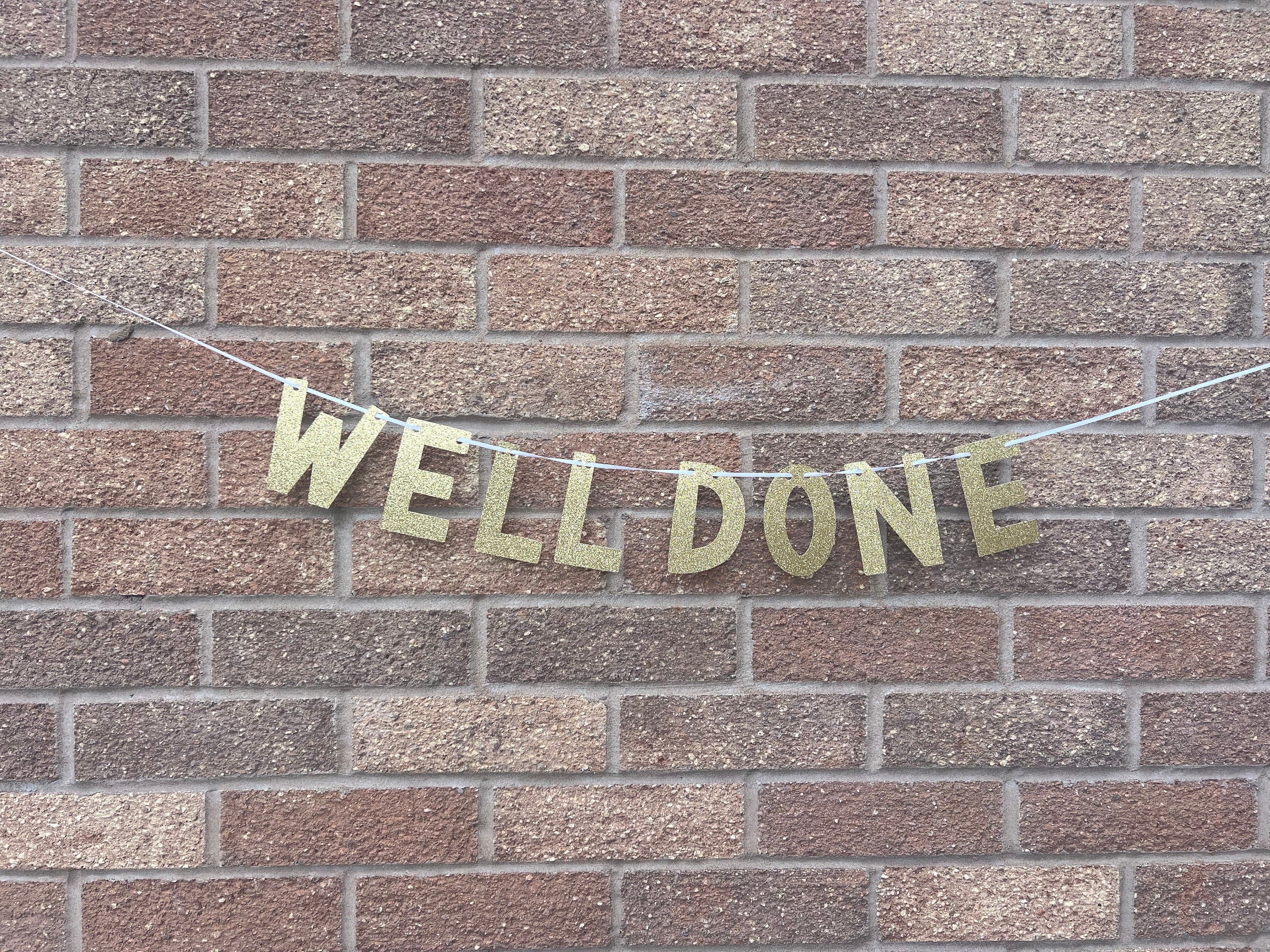 Personalised Glitter Exam Well Done Banner - Exam Congrats - A Levels - GCSE Exams - congratulations -