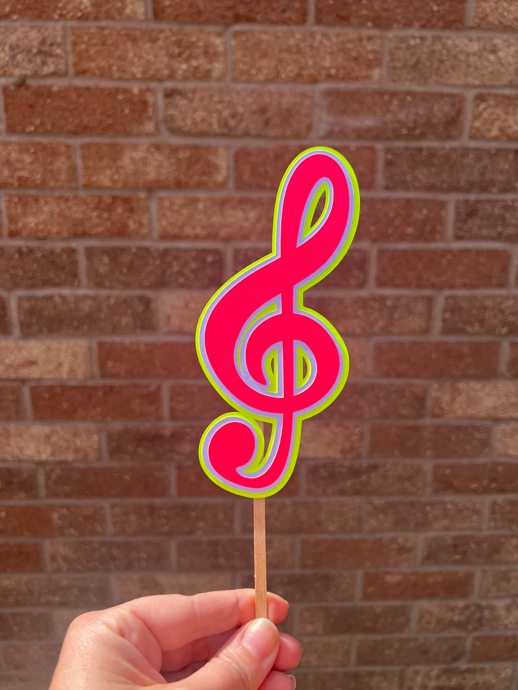 Neon Treble Clef Cupcake Topper