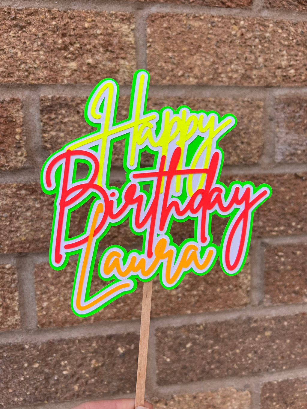 Neon Birthday Personalised Cake Topper