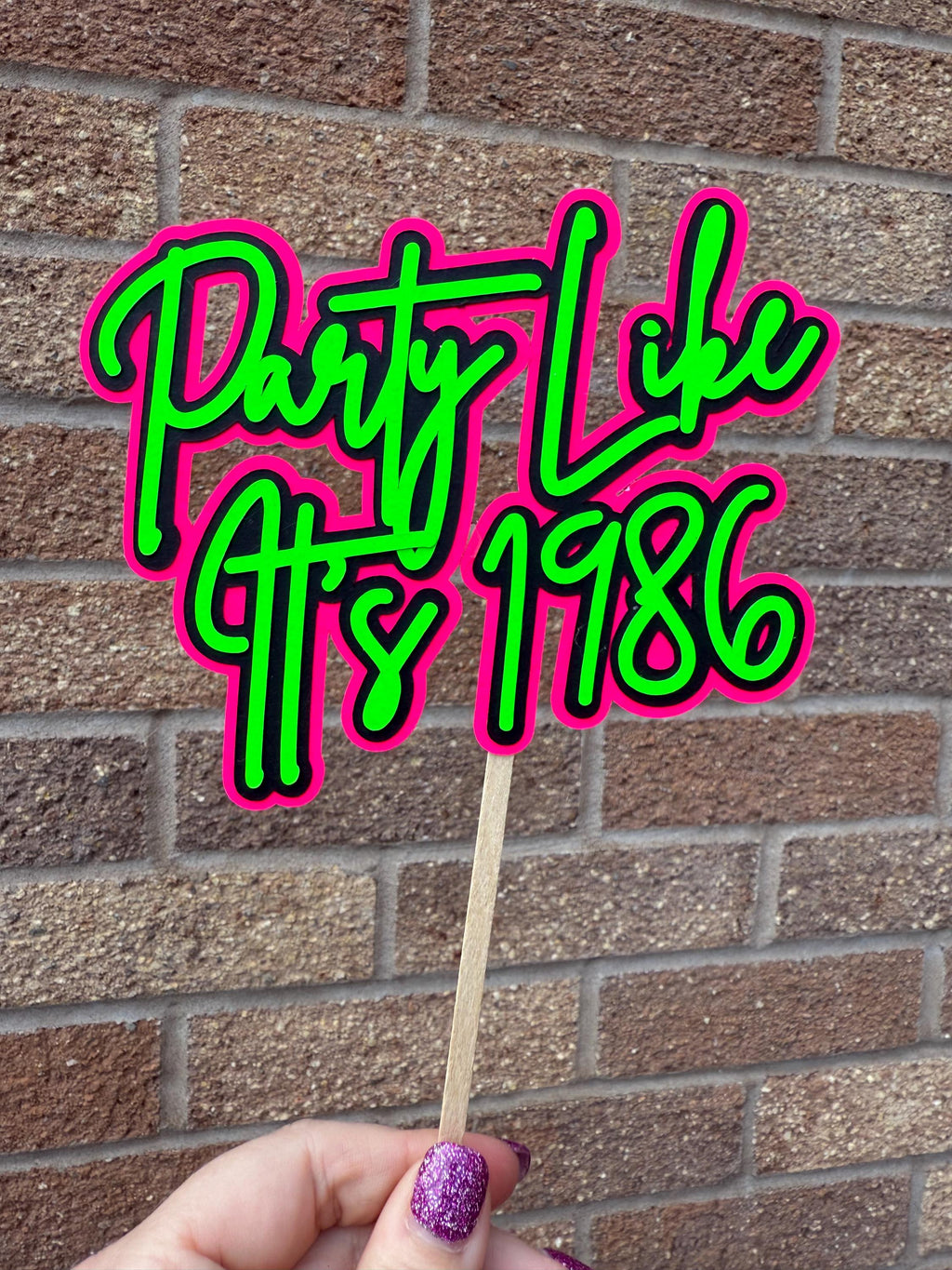 Party Like it's 1986 40th Birthday Neon Milestone Cake Topper