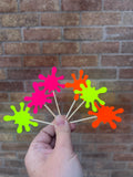 Neon Splat Cupcake Toppers Pack of 6 -
