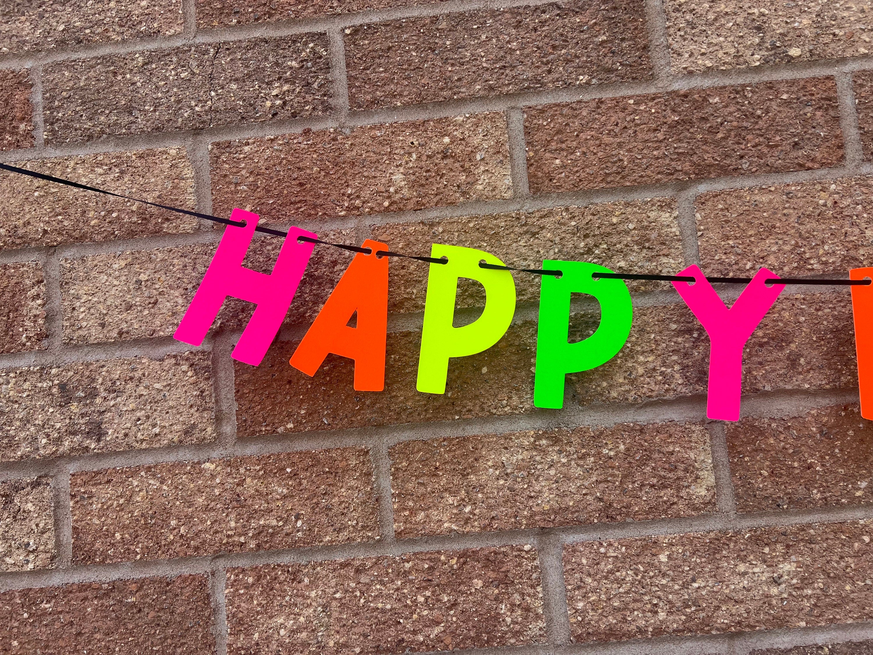 Neon Multicoloured Birthday Banner