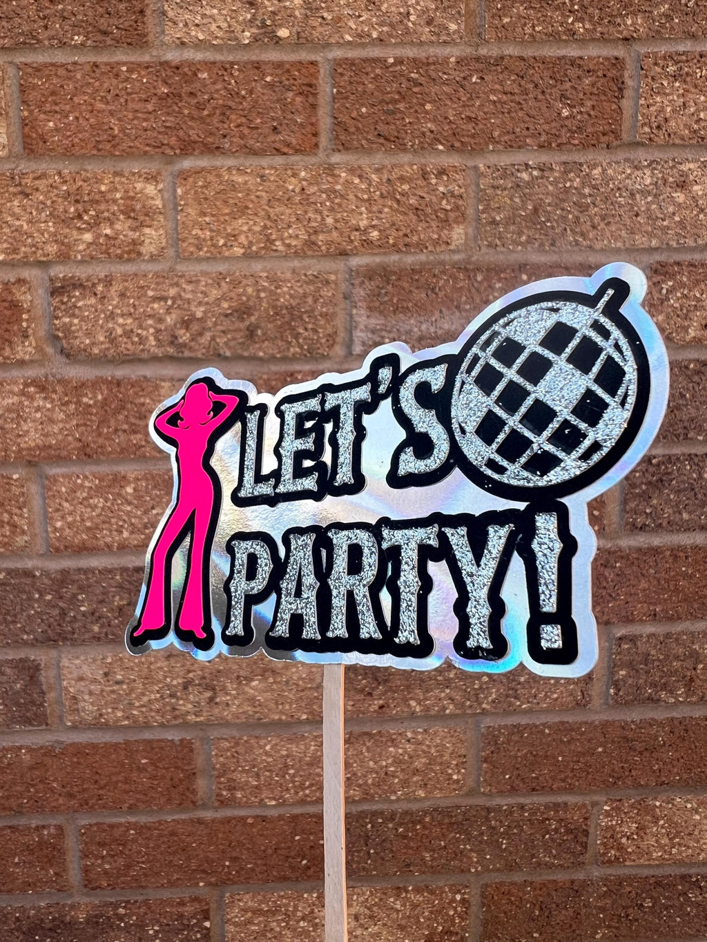 Let's Party Disco Ball 70s Cake Topper