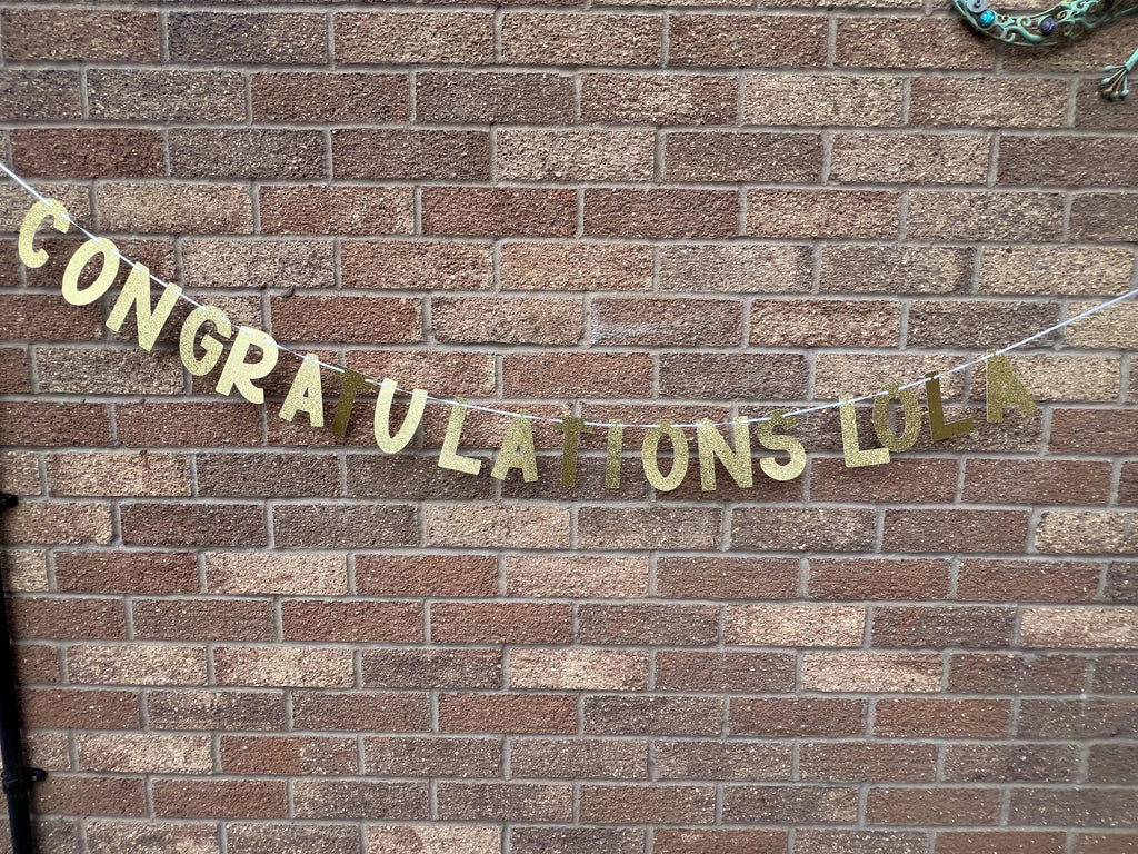 Personalised Glitter Exam Well Done Banner - Exam Congrats - A Levels - GCSE Exams - congratulations -