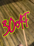 Pink White Yellow & Black 30th Birthday Neon Milestone Cake Topper