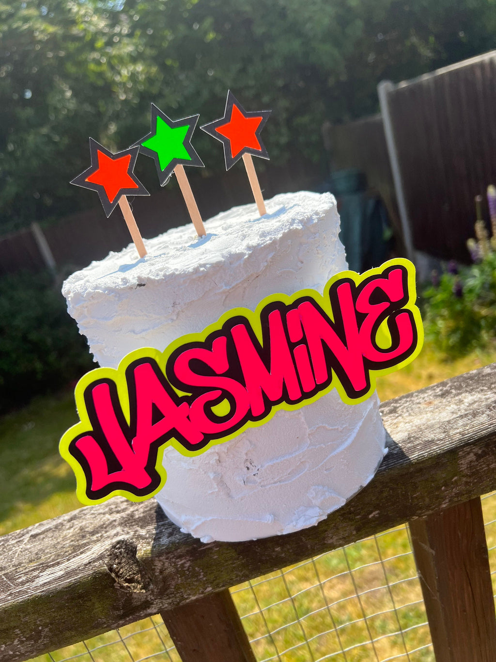 Neon Birthday Personalised Cake Topper & Cupcake Topper Set