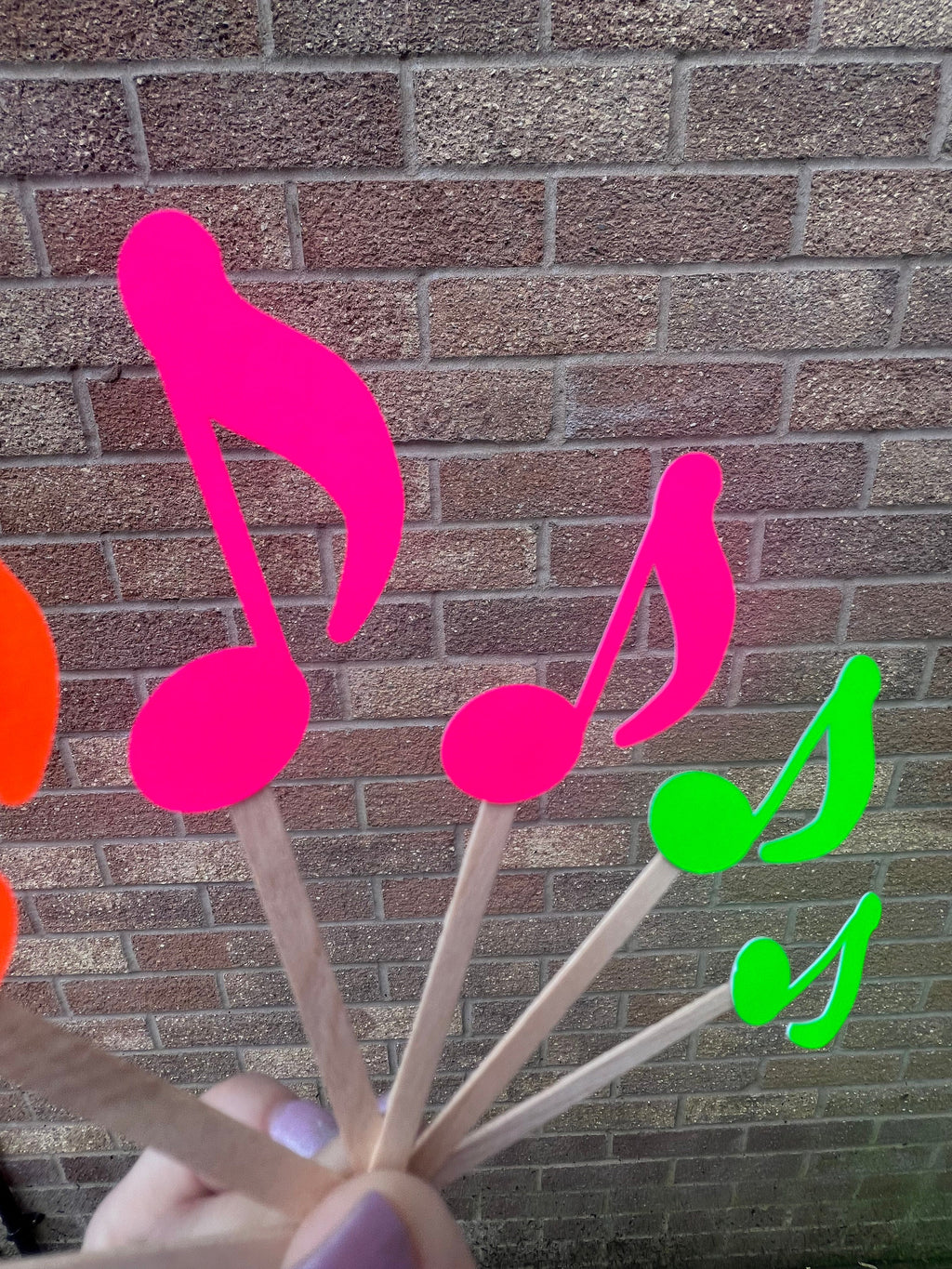 Neon Music Notes Birthday CupCake Toppers 6 Pack