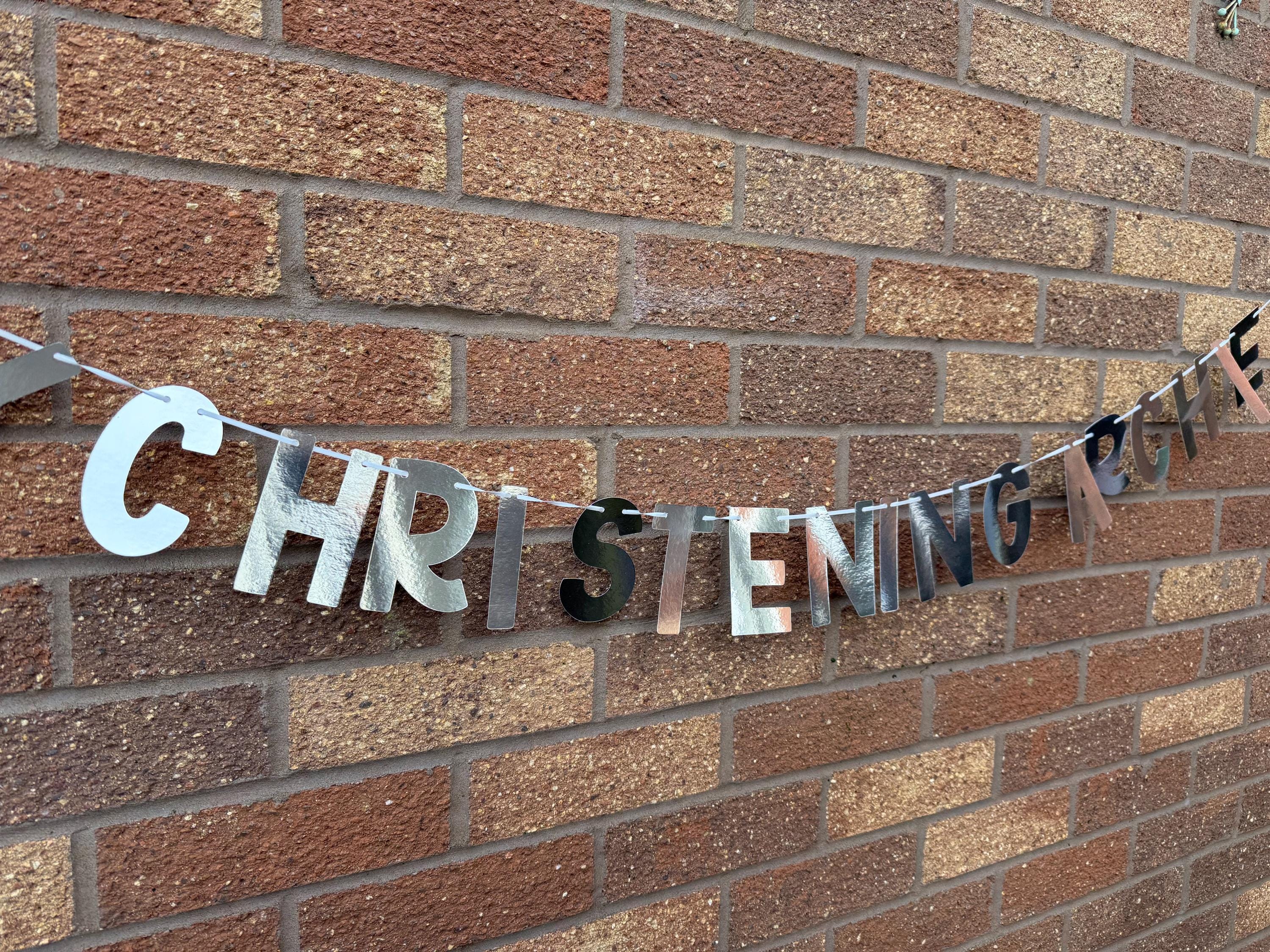 Personalised Glitter Christening Banner