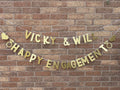 Personalised Happy Engagement Banner - Custom Engagement Garland - Glitter Garland -