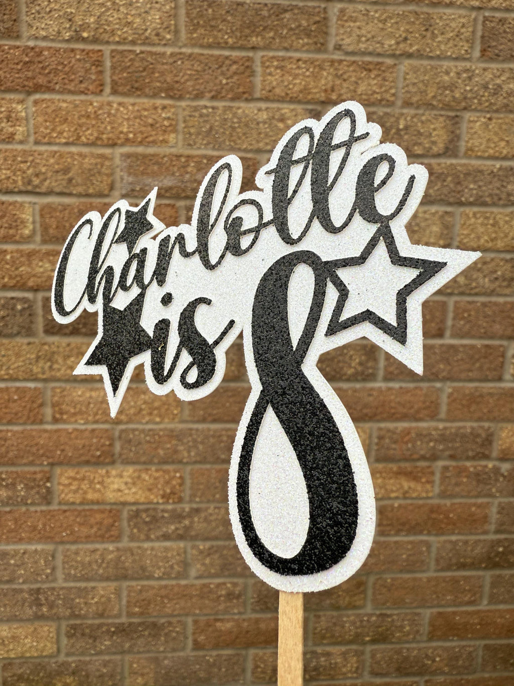 Glitter Personalised Star Cake Topper, With Name and Age -