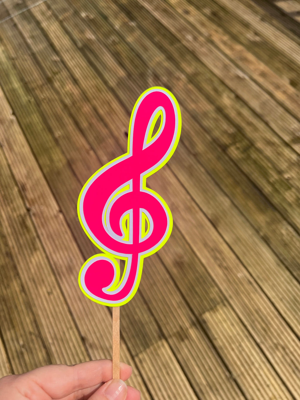Neon Treble Clef Cupcake Topper