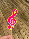 Neon Treble Clef Cupcake Topper