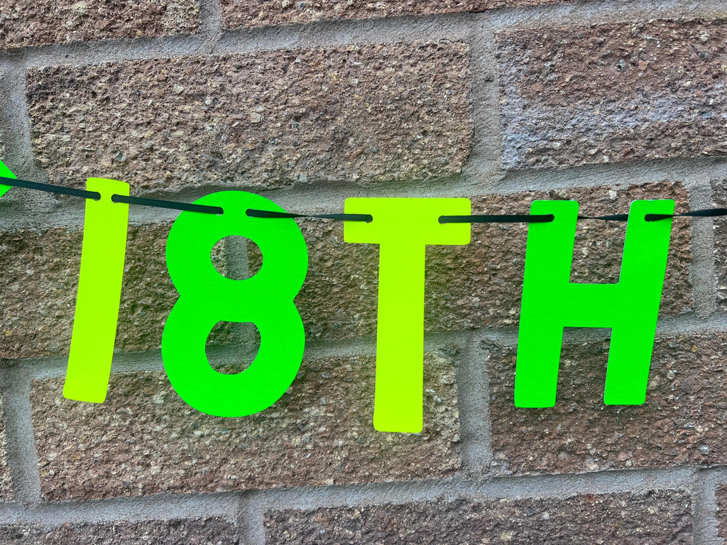 Personalised Age Birthday & Name Banner, Neon Birthday Party, 80s Party, Rave Party, House Party,Glow Party, Fluorescent Party