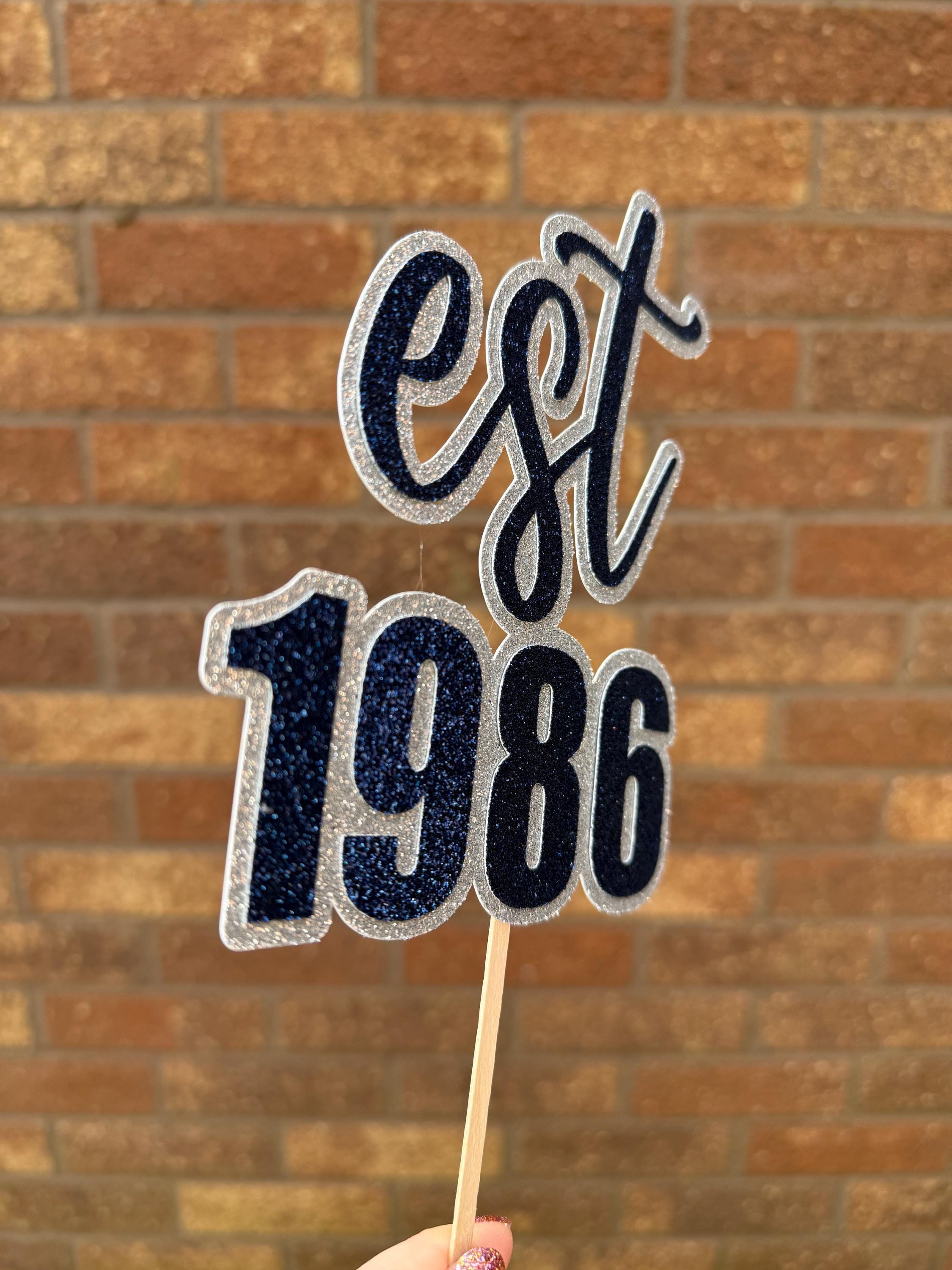 EST 1986 40th Birthday Cake Glitter Milestone Cake Topper