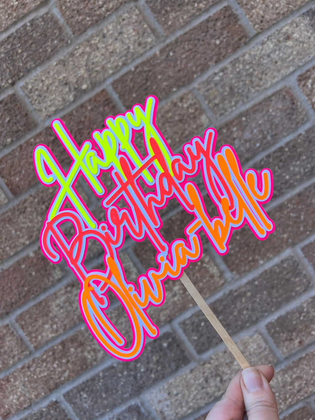 Neon Birthday Personalised Cake Topper