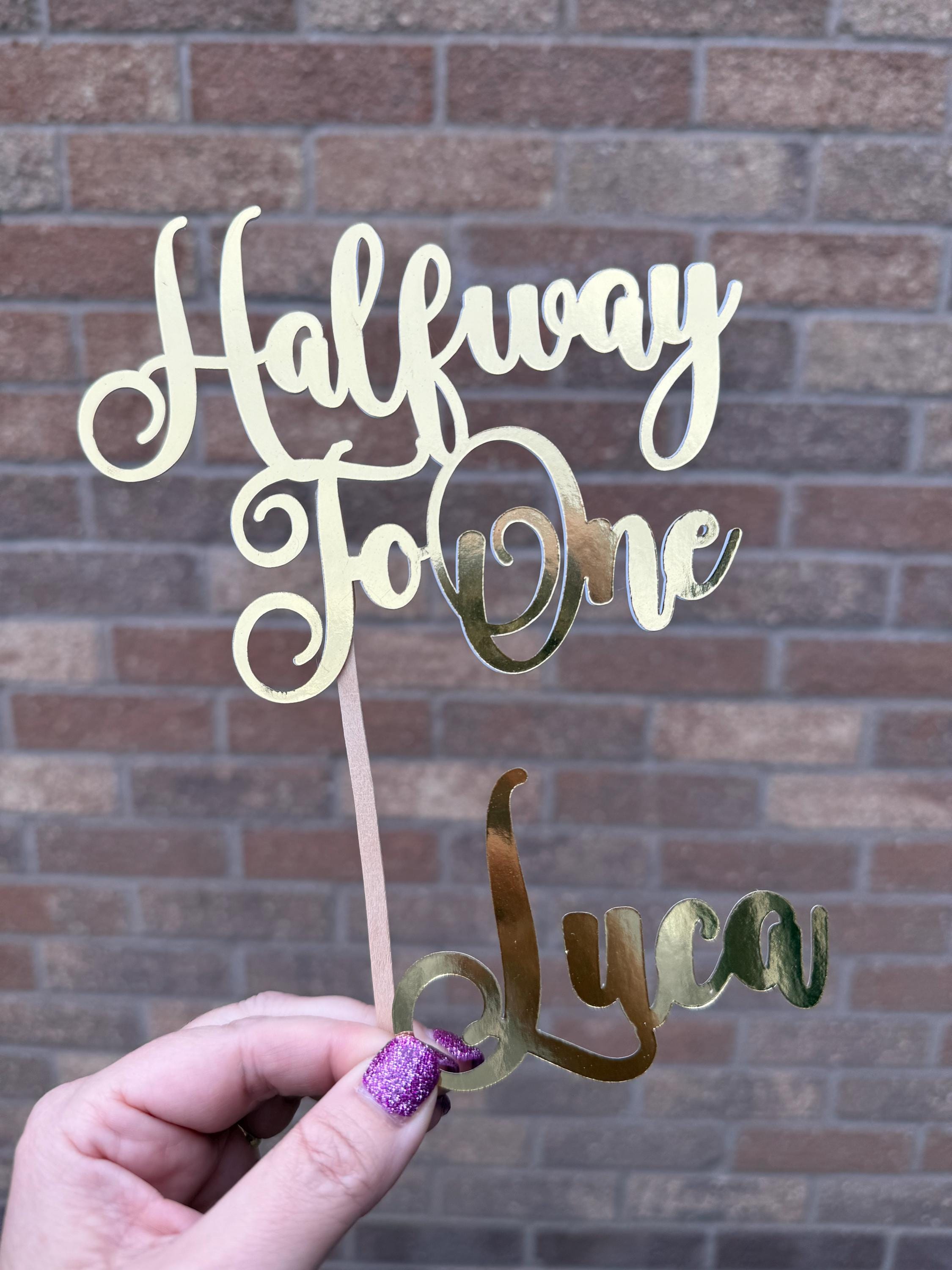 Halfway to One Cake Topper and Name Charm Set Baby 's Celebations