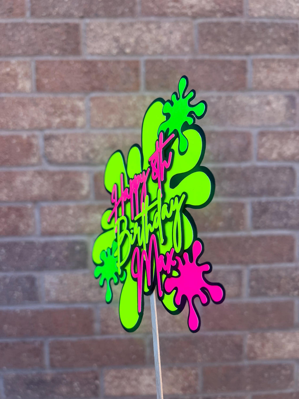 Neon Splat Personalised Cake Topper