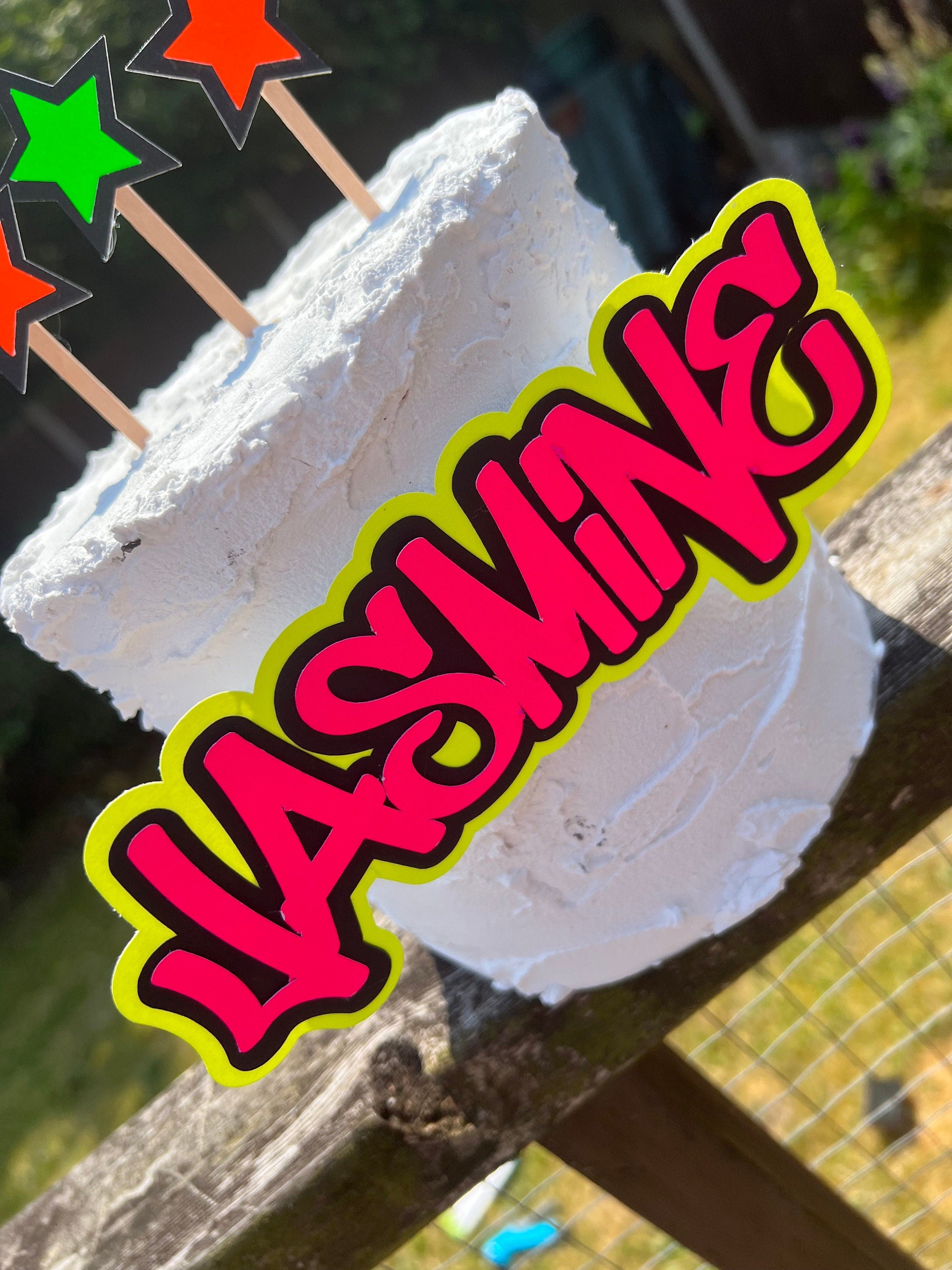 Neon Birthday Personalised Cake Topper & Cupcake Topper Set