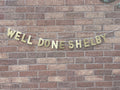 gold glitter personalised well done banner