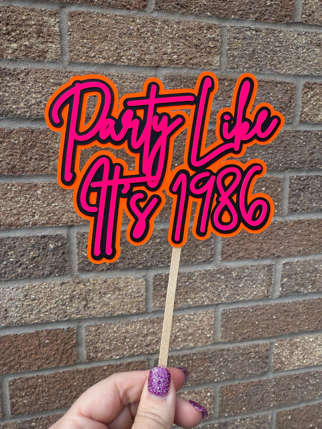 Party Like it's 1986 40th Birthday Neon Milestone Cake Topper
