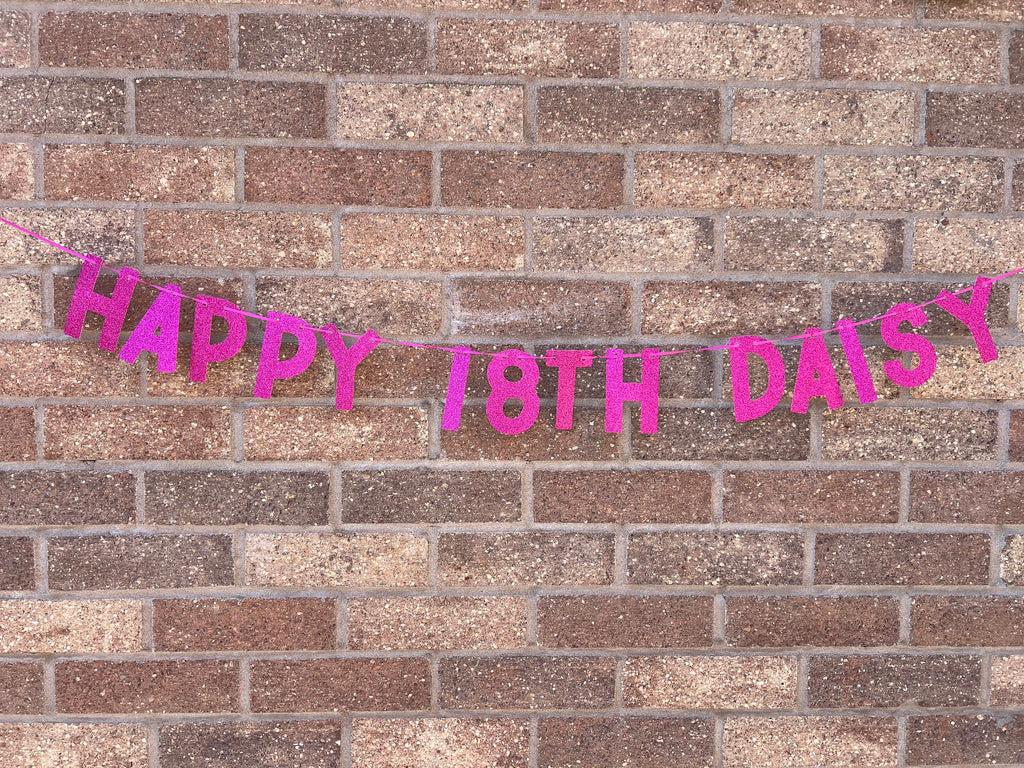 Personalised Glitter Birthday Banner with Name and Age