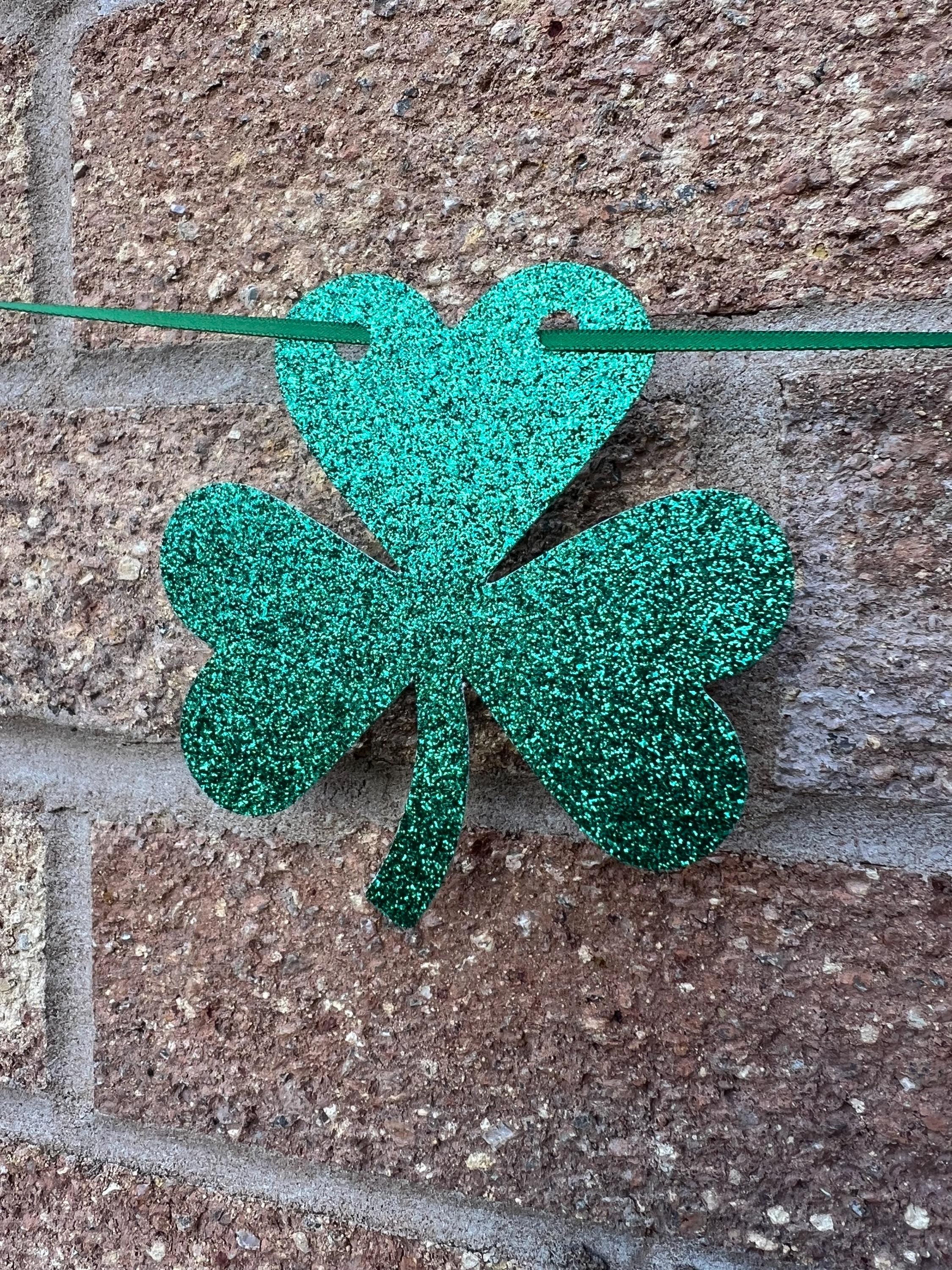 St Patricks Day Shamrock Banner - St Patty's Day - Garland - Lucky Green Banner - Four Leaf Clover Banner -