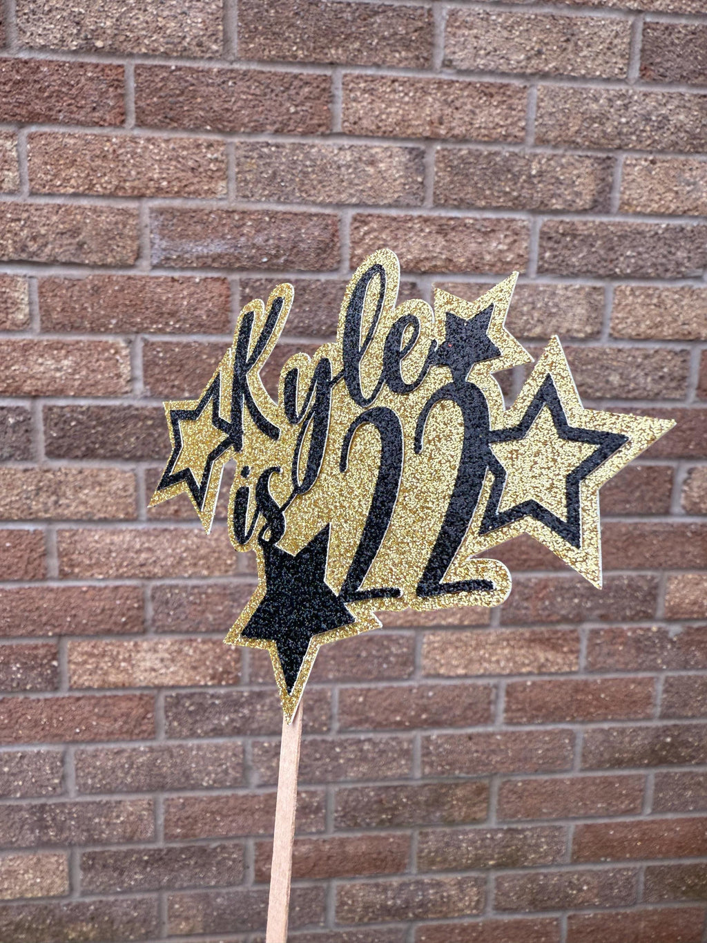 Glitter Personalised Star Cake Topper, With Name and Age -