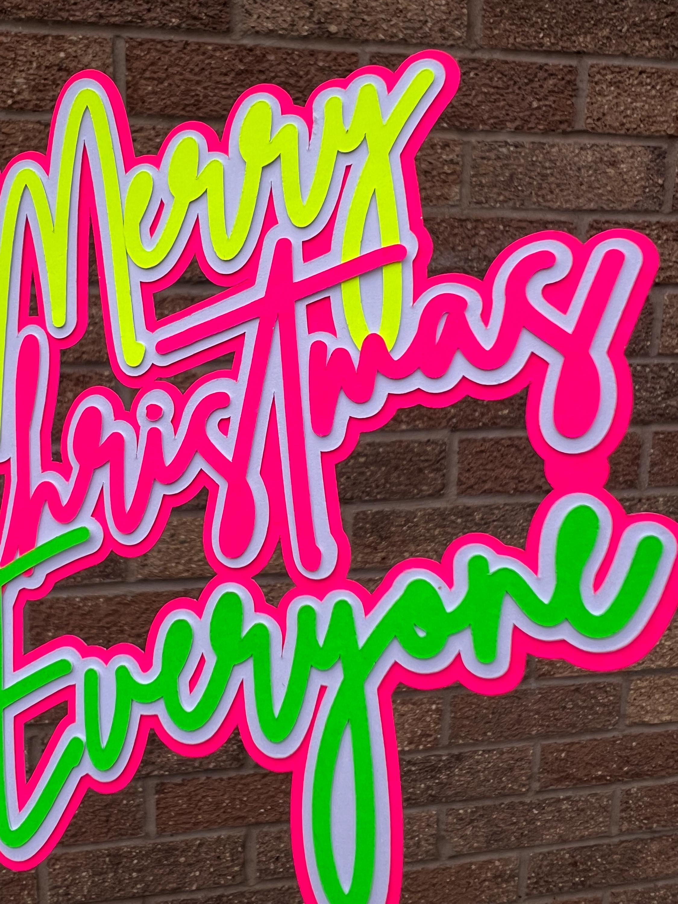 Merry Christmas Everyone Personalised Neon Cake Topper