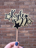 Glitter Personalised Star Cake Topper, With Name and Age -