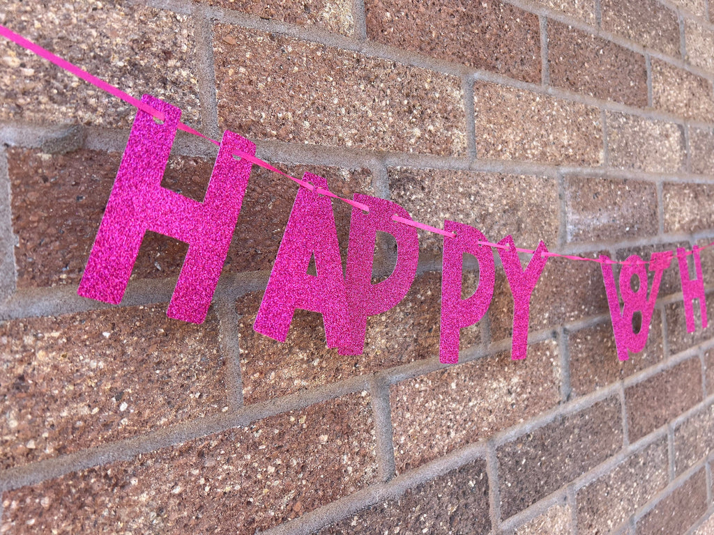 Personalised Glitter Birthday Banner with Name and Age