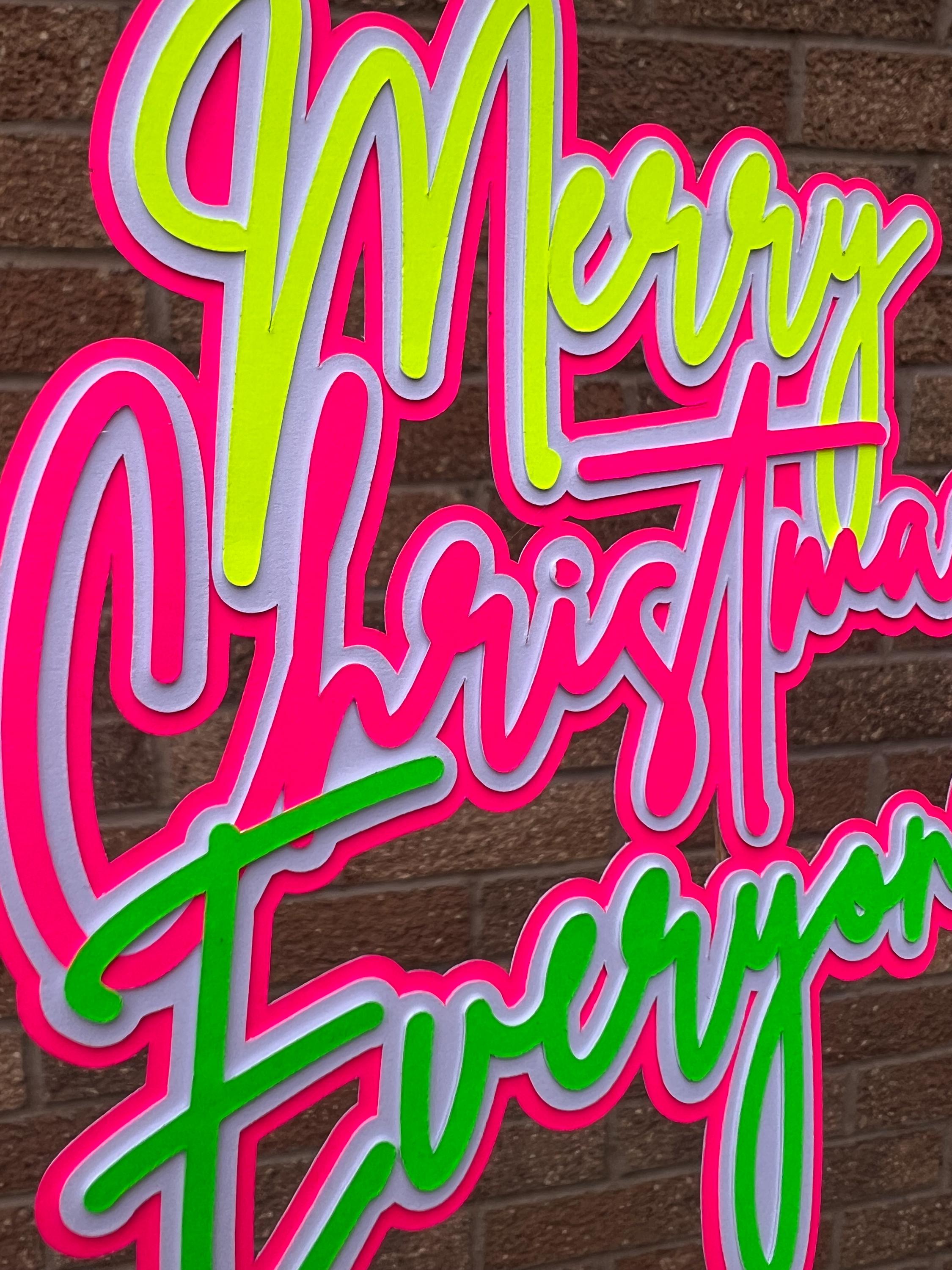 Merry Christmas Everyone Personalised Neon Cake Topper