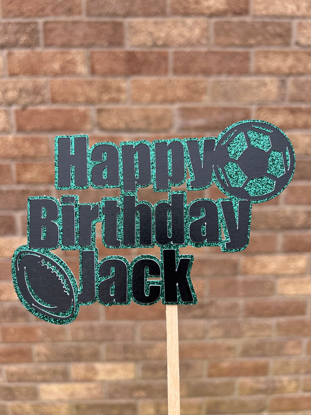 Glitter Sports Football Rugby GlitterPersonalised Cake Topper
