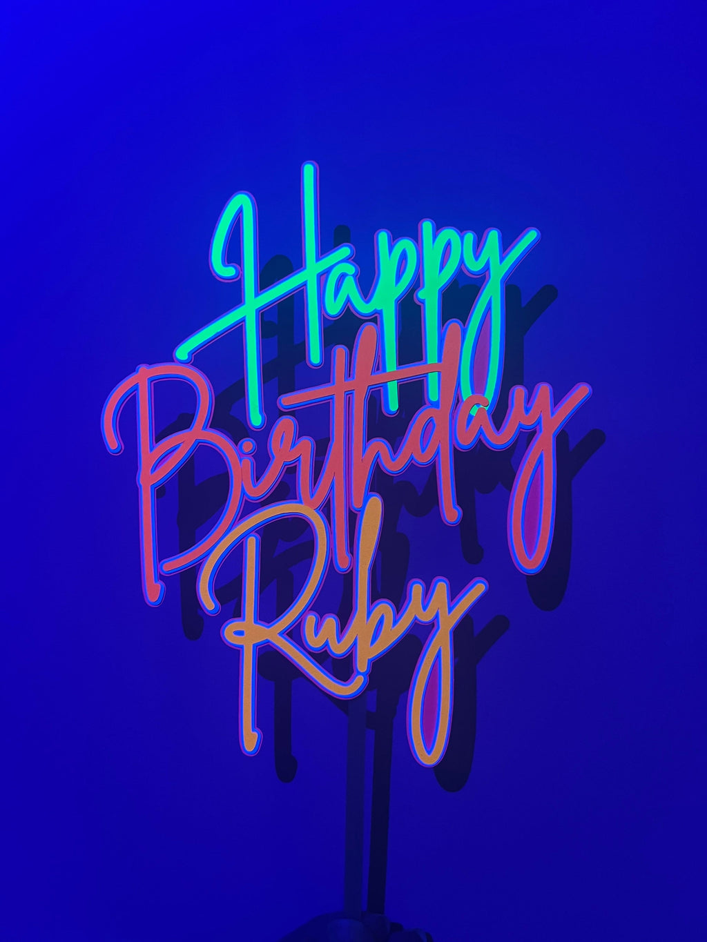 Neon Birthday Personalised Cake Topper