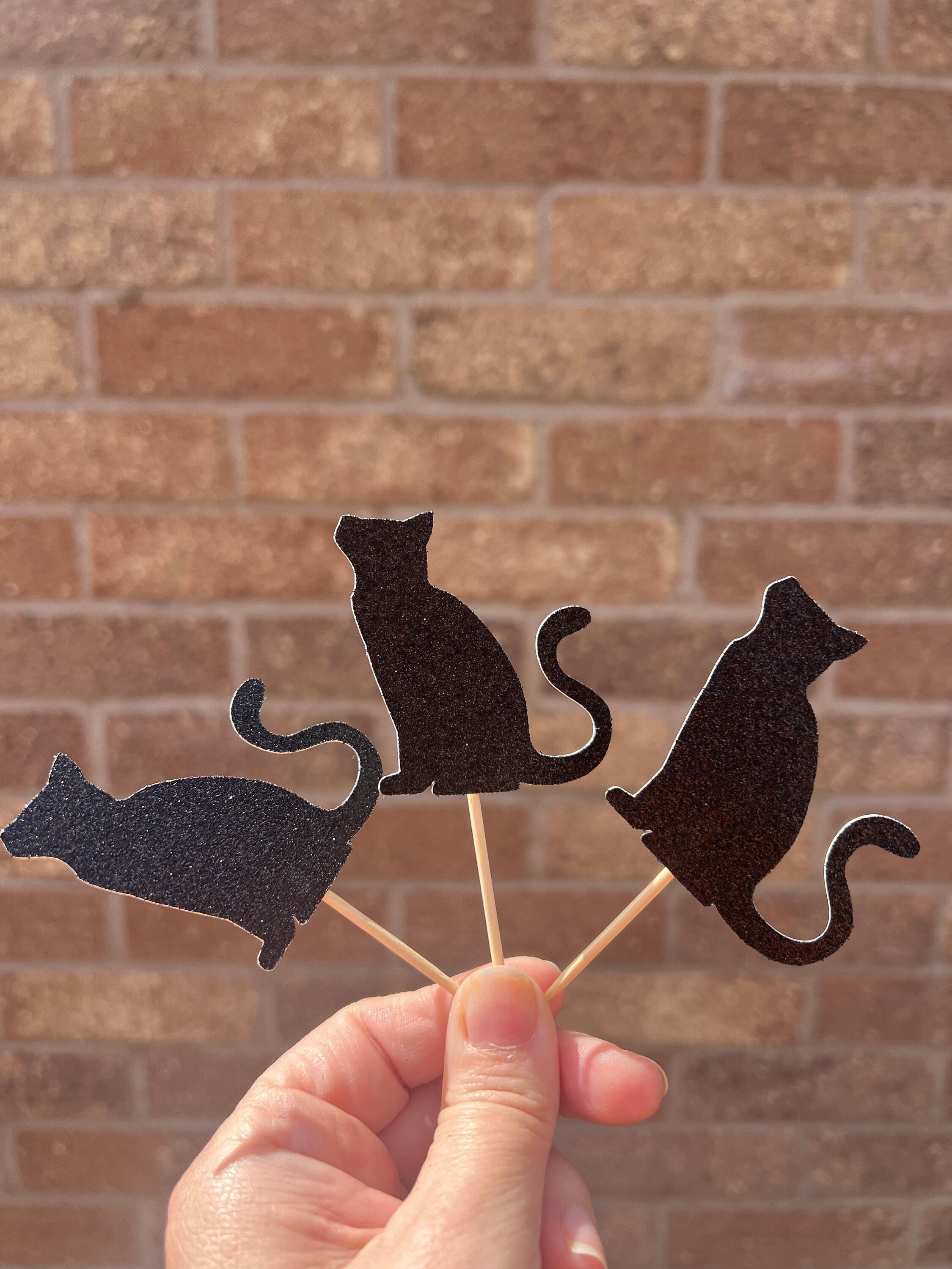 Glitter Cat Cupcake Toppers - Pack of 6
