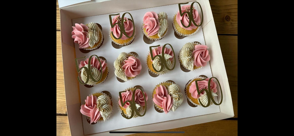 Age 50 Cupcake Toppers 6 pack - Cupcake Topper - Cake Decoration - 50th - Birthday - Anniversary - Golden Wedding