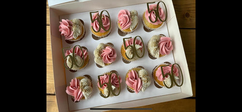 Age 50 Cupcake Toppers 6 pack - Cupcake Topper - Cake Decoration - 50th - Birthday - Anniversary - Golden Wedding