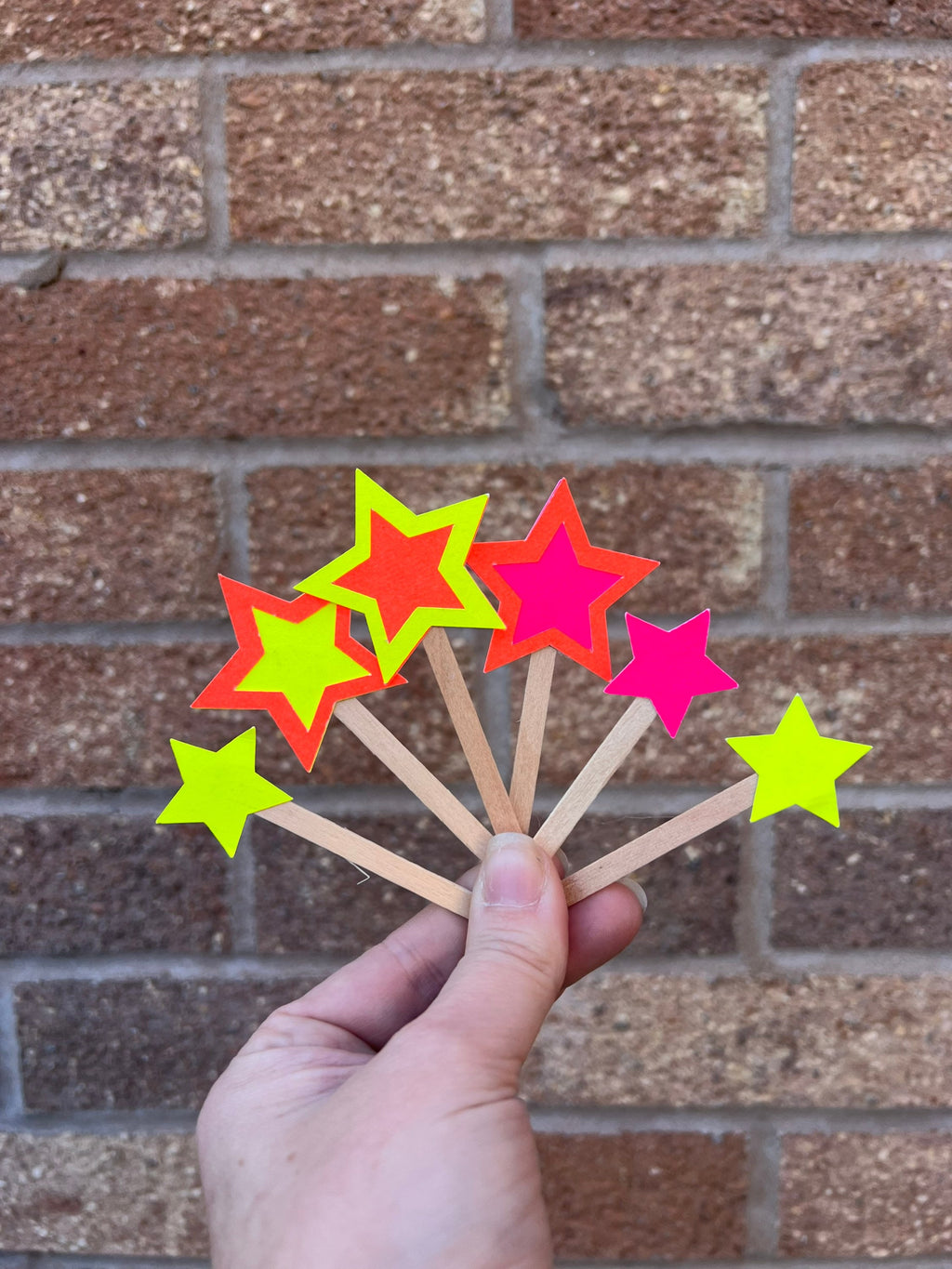 Neon Birthday CupCake Toppers 6 Pack