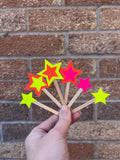 Neon Birthday CupCake Toppers 6 Pack